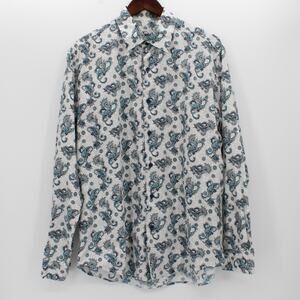 Tasso Elba Button Up Shirt Large Long Sleeve Floral Collared Cotton